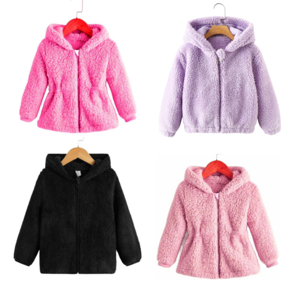 Casaco Teddy Infantil Blusa de frio Menina Infantil Pelinho com Capuz feminina Tedy  Ted Jaquet Infa