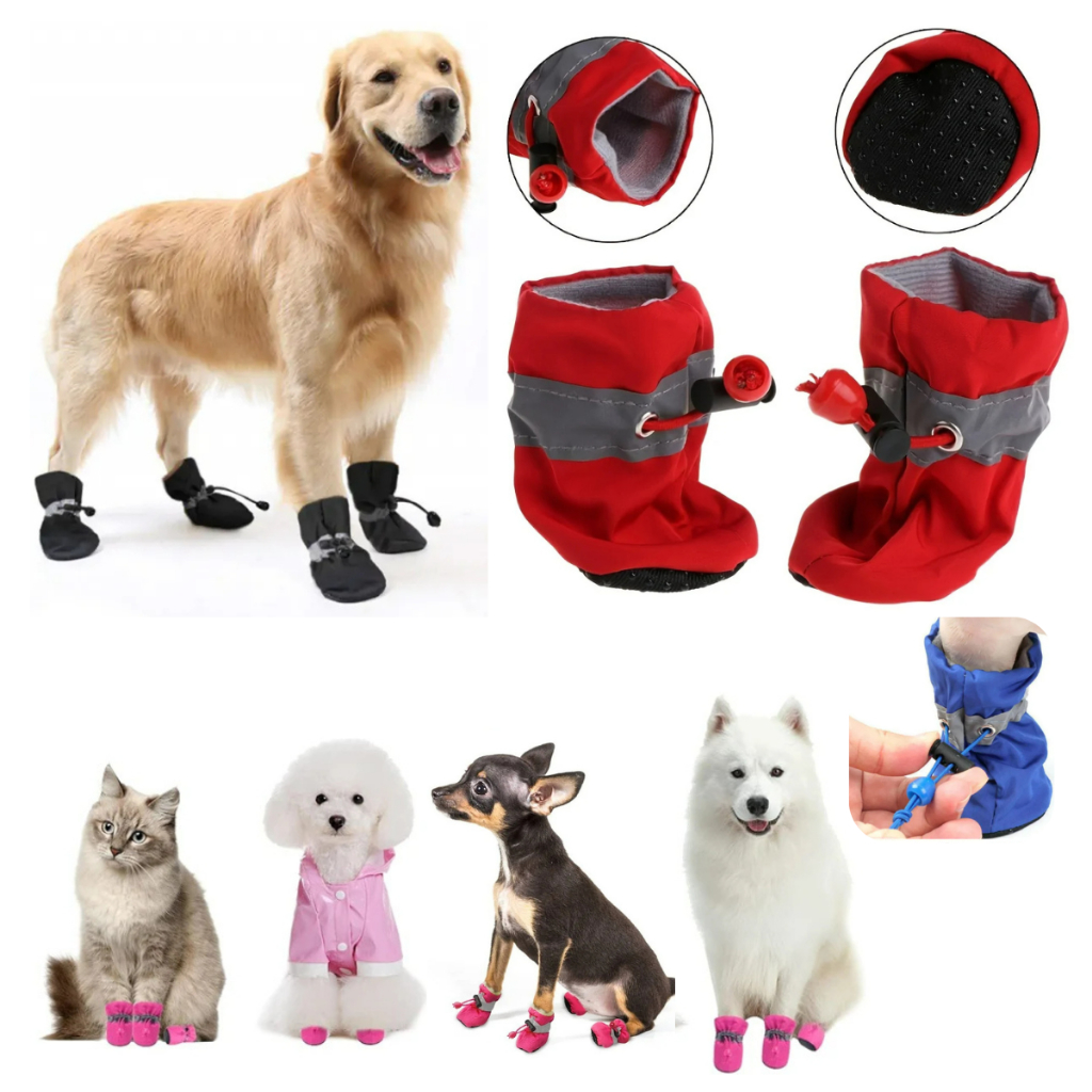 Sapatinho Cachorro Pet Bota Meia Chuva Antiderrapantes Impermeável Calçado Gato Resistente Roupa Fri
