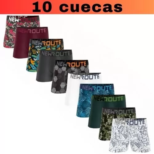 Kit 10 Cuecas Box Boxer Lisa e Estampada Microfibr