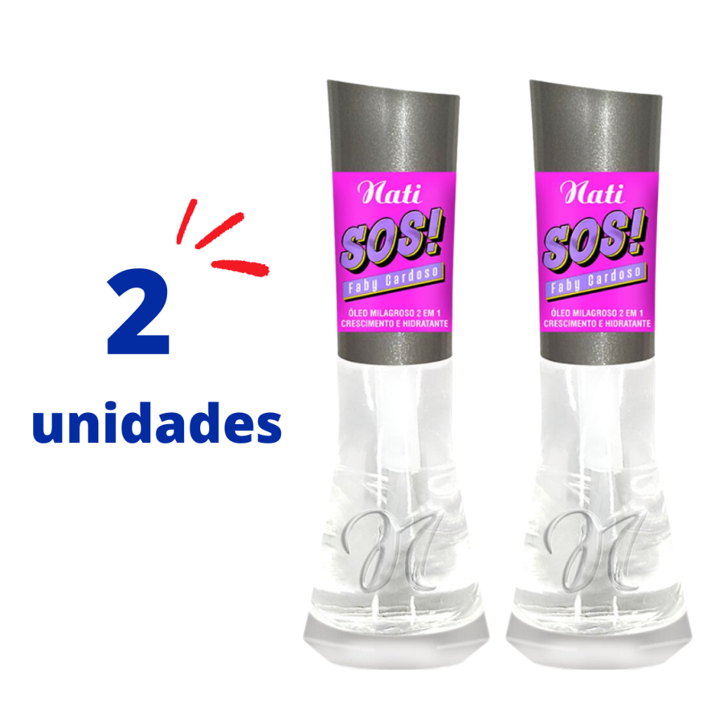Kit 2 Esmaltes Nati Óleo Milagroso 2 Em 1 S.O.S Faby Cardoso Crescimento e Hidratante