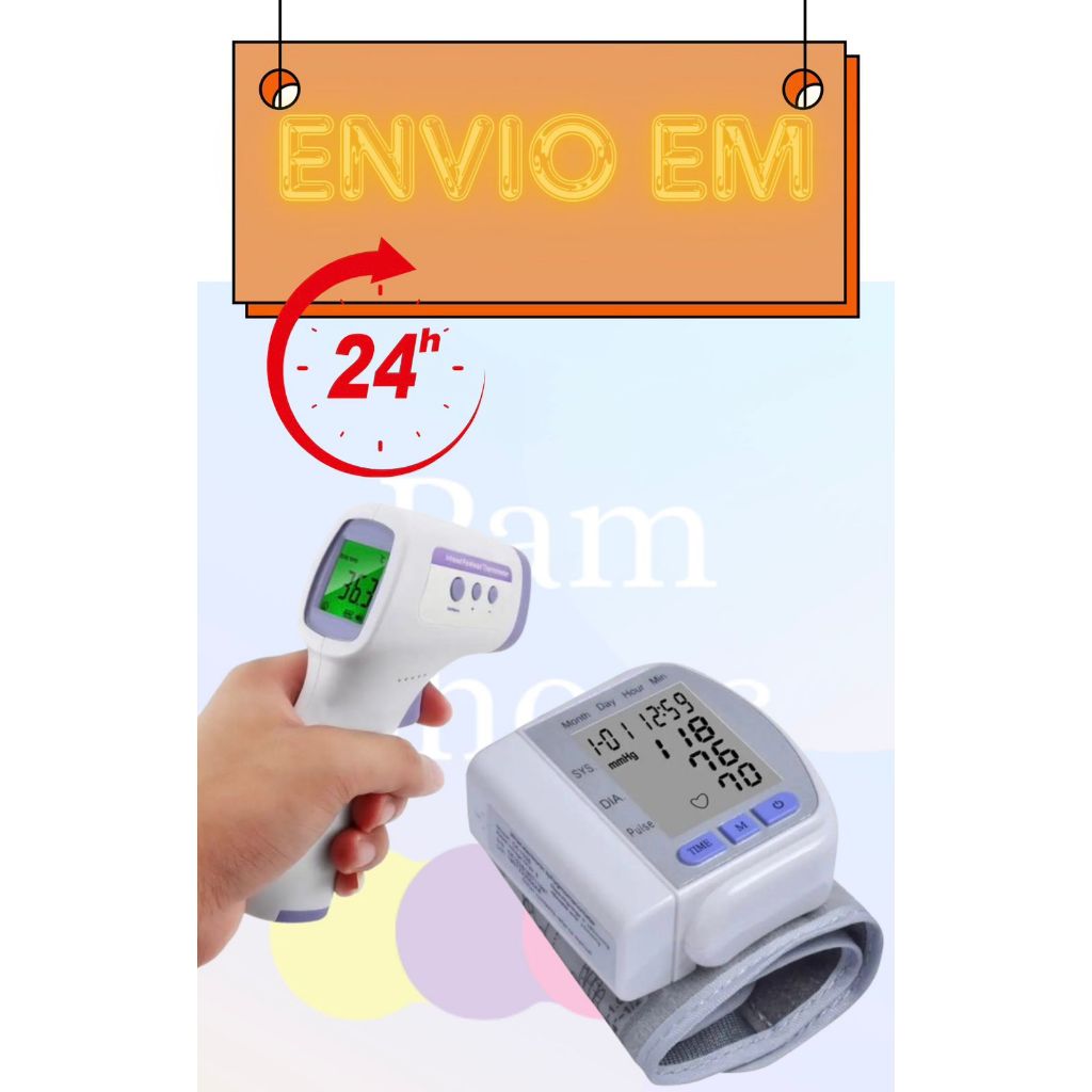 Kit monitor de pressão modelo pulso+ termometro de testa sem contato modelo Arm