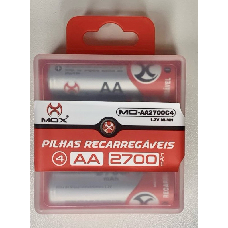 4 Pilhas Aa 2700mah Pilha Mox Recarregável
