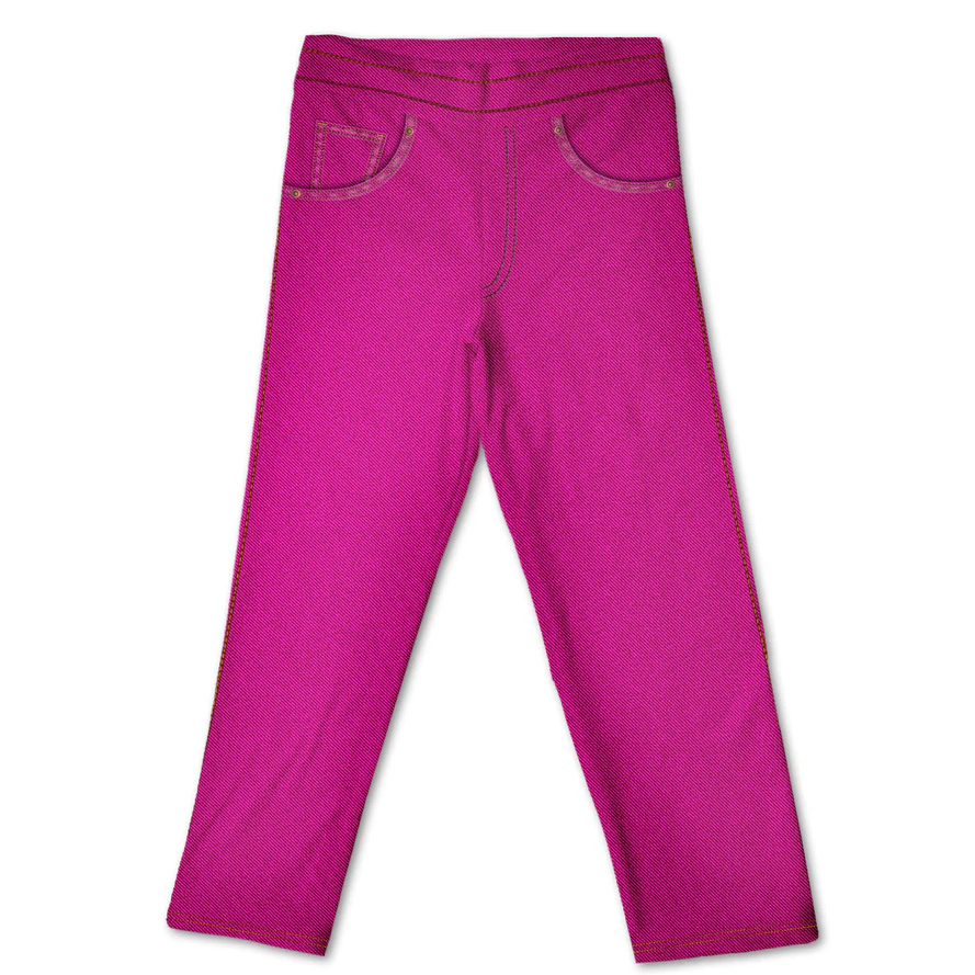 Calça Fake Jeans Infantil Menina Fúcsia MiniBoo Proteção Solar 50+