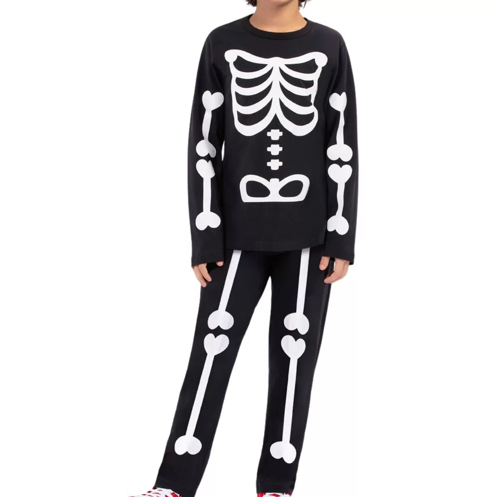 Pijama Veggi Manga Longa Meninos Esqueleto Classic Inverno Algodão Infantil