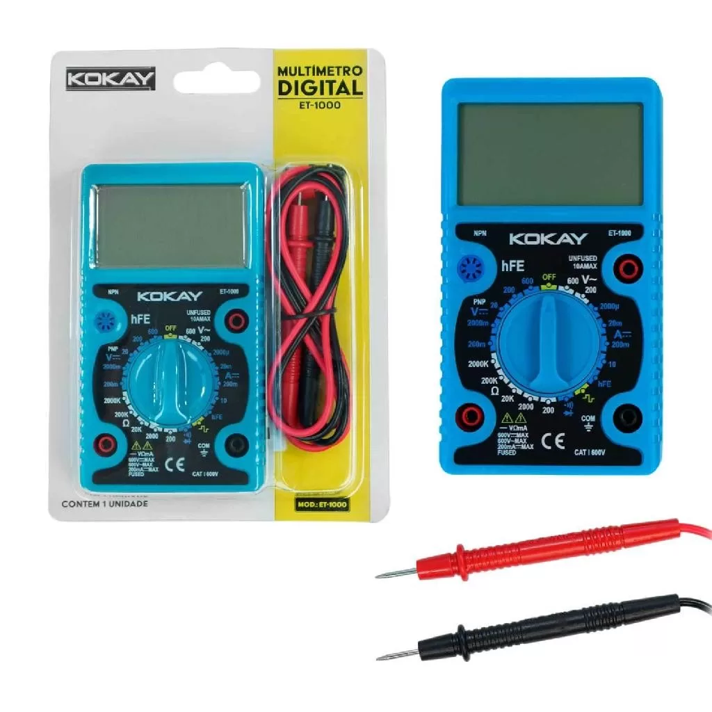 Multímetro Digital Profissional Et-1000 Cat I 600v