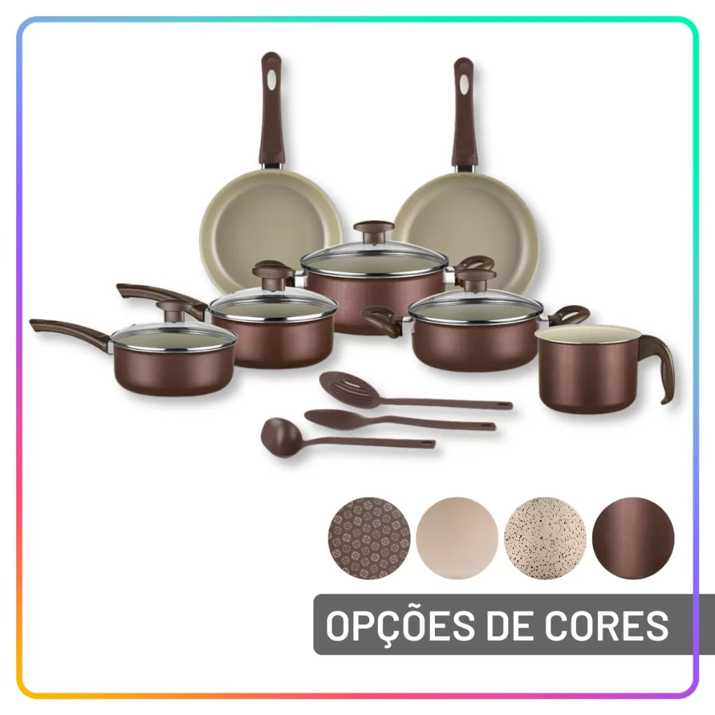 Jogo de Panelas Antiaderente 10 Peças com Utensílios e Frigideiras para Cozinha Completa