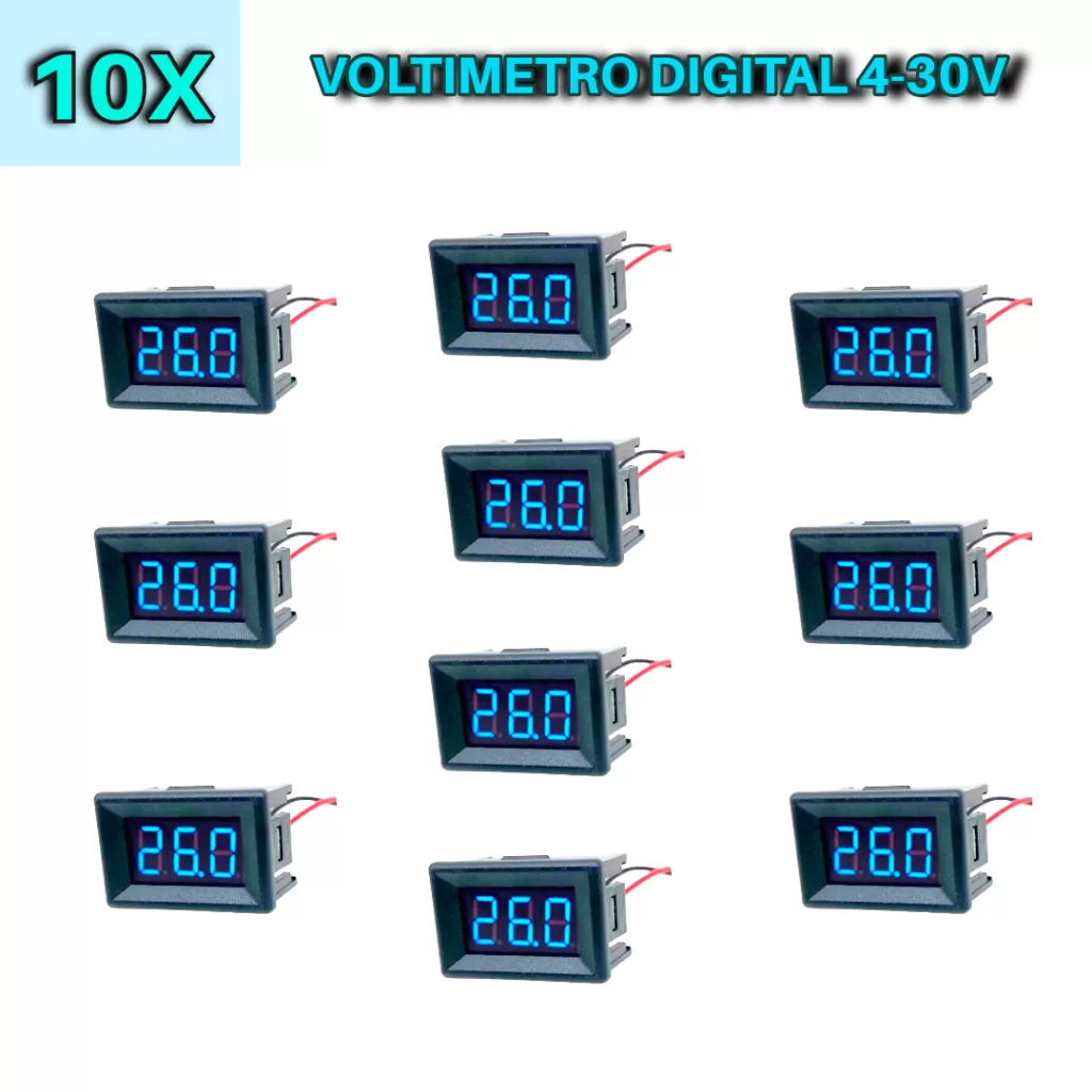 KIT 10 Voltimetro Digital medidor de voltagem e bateria 4-30V