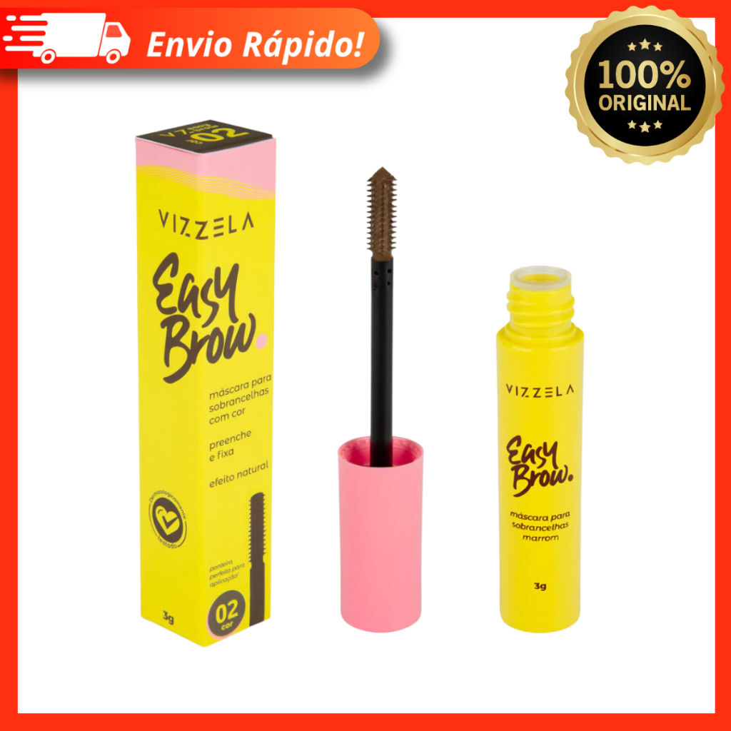 Easy Brow Máscara para Sobrancelhas 3g – Vizzela Lançamento Fácil De Aplicar Pincel Fino E Preciso