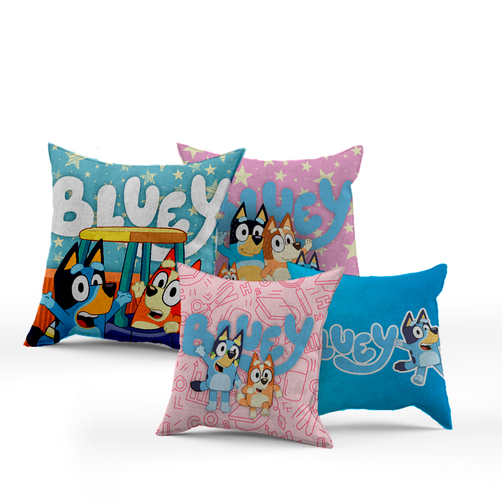 Kit Com 04 Capas De Almofadas Decorativas 40×40 Em Oxford Bluey