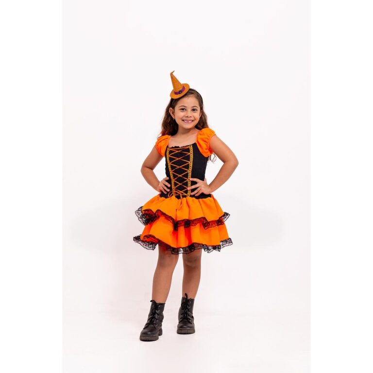 Fantasia Vestido Bruxa Festa Halloween Infantil Me