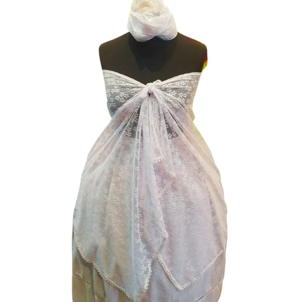 Conjunto Pano De Costa E Pano De Cabeça Em Renda Umbanda