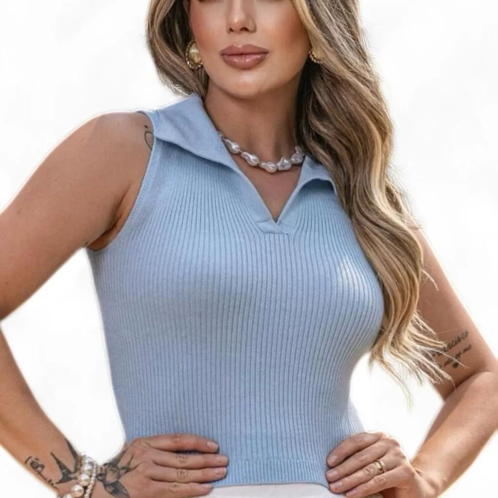 Regata polo old money gola v moda tricot modal