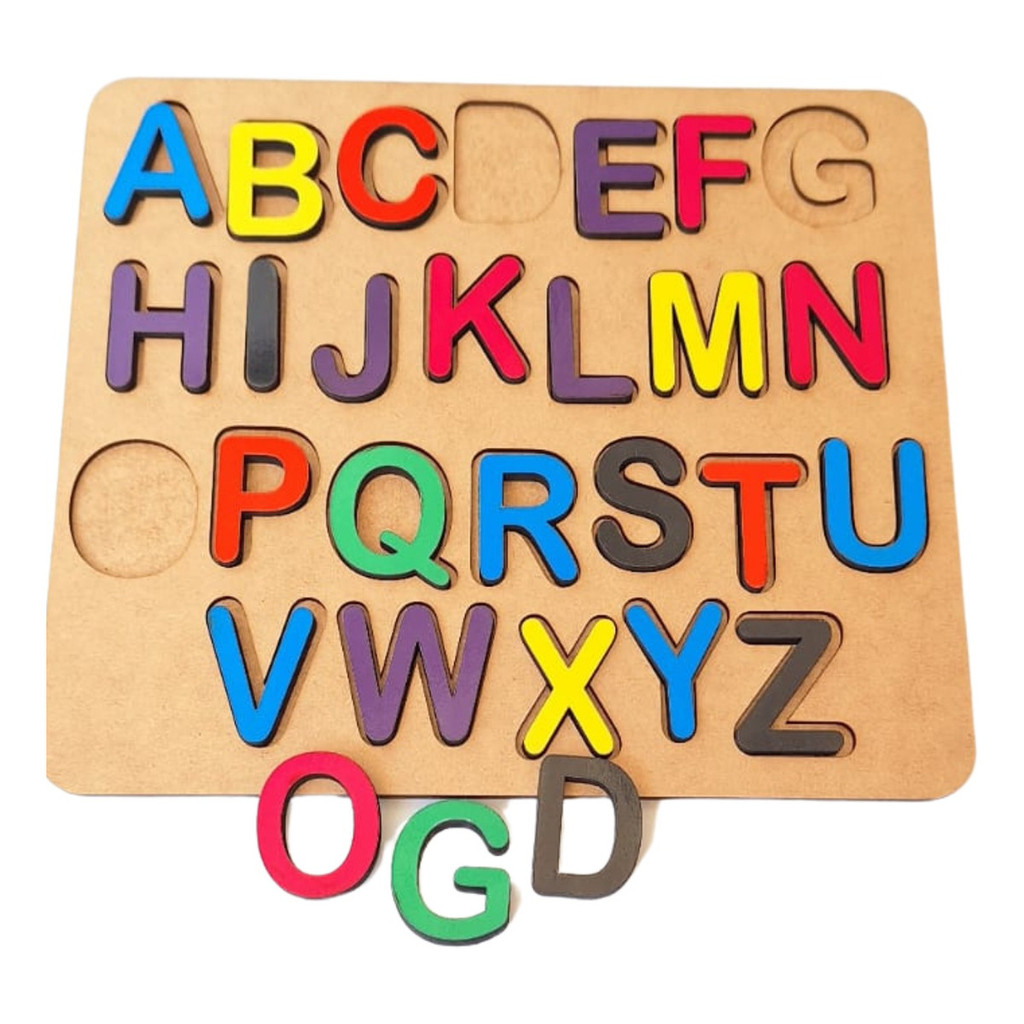 Alfabeto Encaixe Tabuleiro Jogo Educativo Peças Grandes Mdf