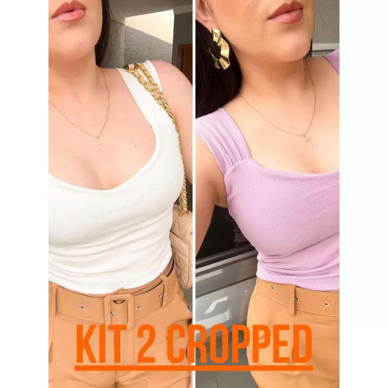 Kit Blusa Cropped Canelada Alca Gola V  Feminina C