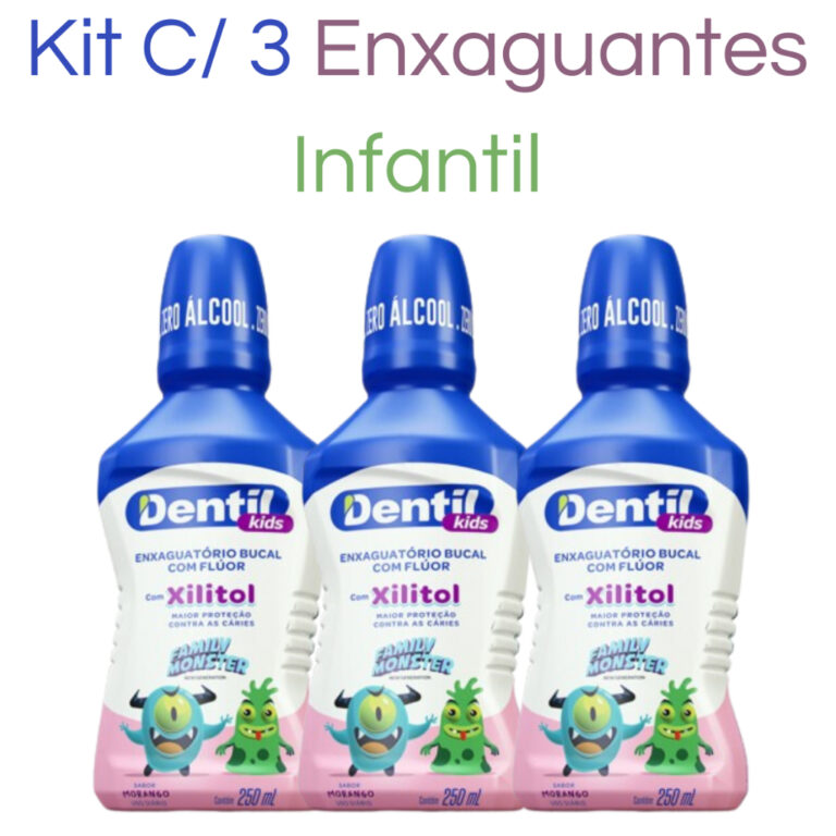 Kit 3 Enxaguante Bucal Morango C/ Xilitol: A Escol