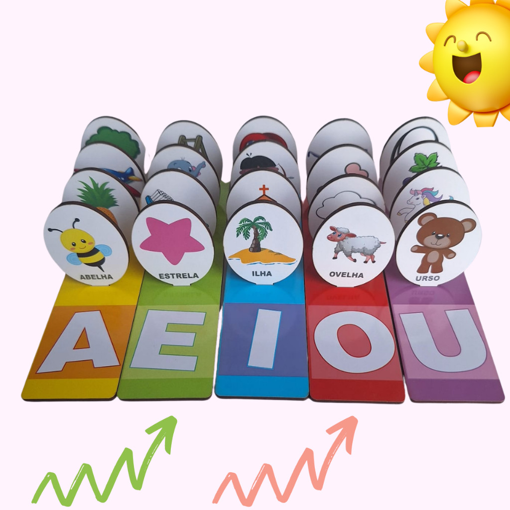 Jogo Brinquedo Educativo Das Vogais Aprendizado Pedagógico Coordenação Motora Educacional