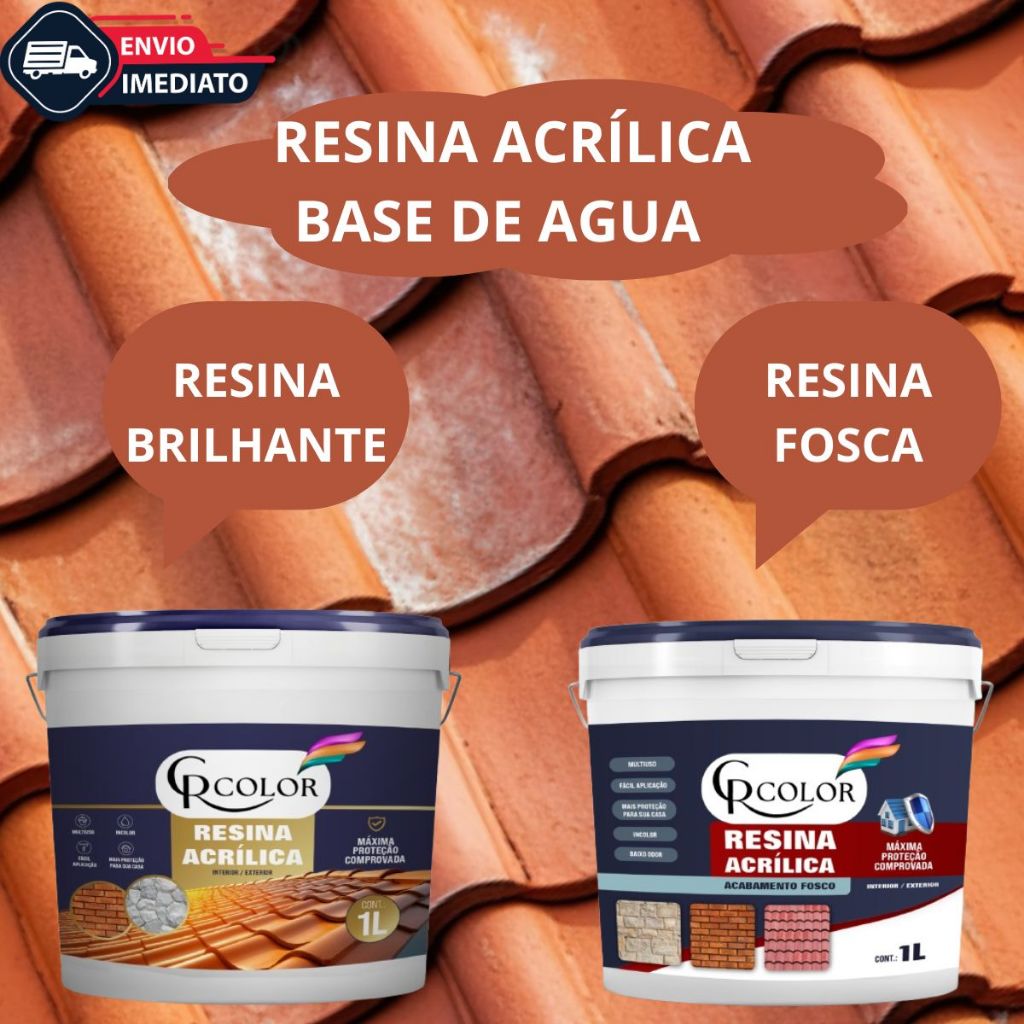 Resina Acrílica CRCOLOR 1L e 3,6L Base Água Multiuso Parede BRILHANTE OU FOSCA