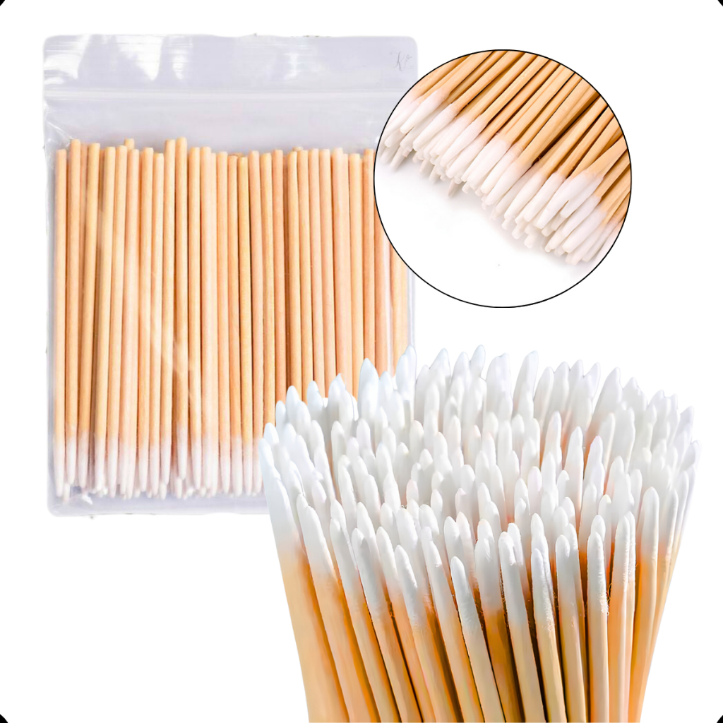 Kit 500 Palitos Com Algodão De Limpeza Alinhamento Henna Sobrancelha Micropigmentação Unha Boca