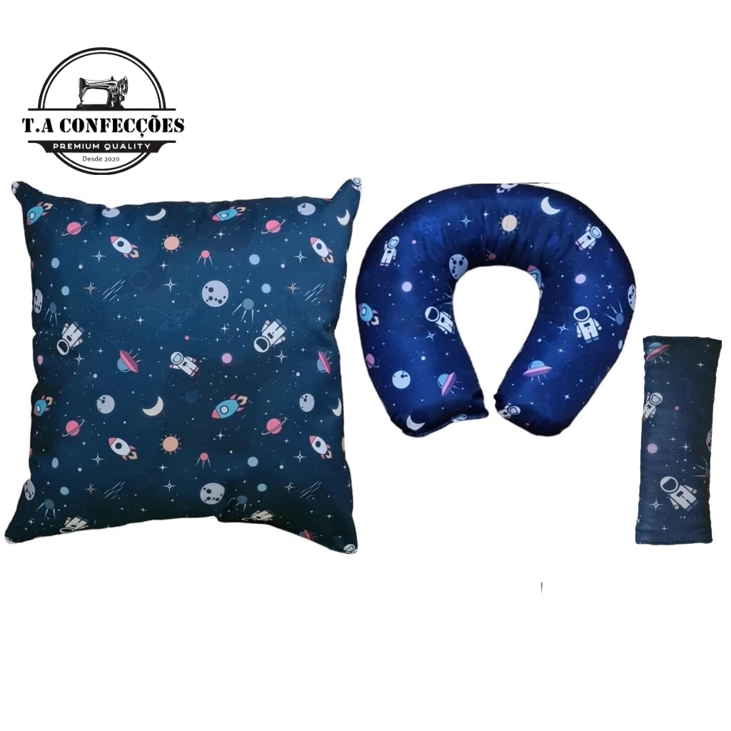 1 Almofada de Assento Infantil + 1 Almofada de Pescoço + Protetor Cinto Unitário kit