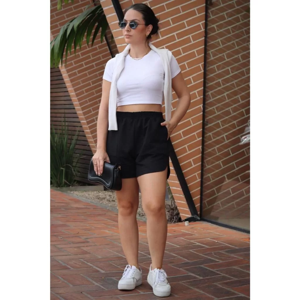 Bermuda Shorts Feminino com Bolso Algodao Moletinho Moda Verao