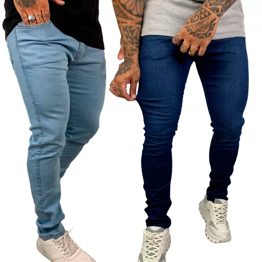 Kit Calça Masculino Jeans Skinny Lisa Básica Com Lycra para Dia a dia