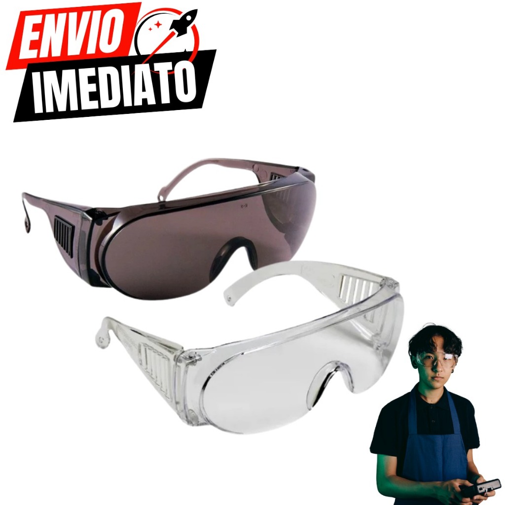 Óculos De Proteção Sobrepor Óculos De Grau Segurança Epi Para Obras Indústrias Incolor Transparente