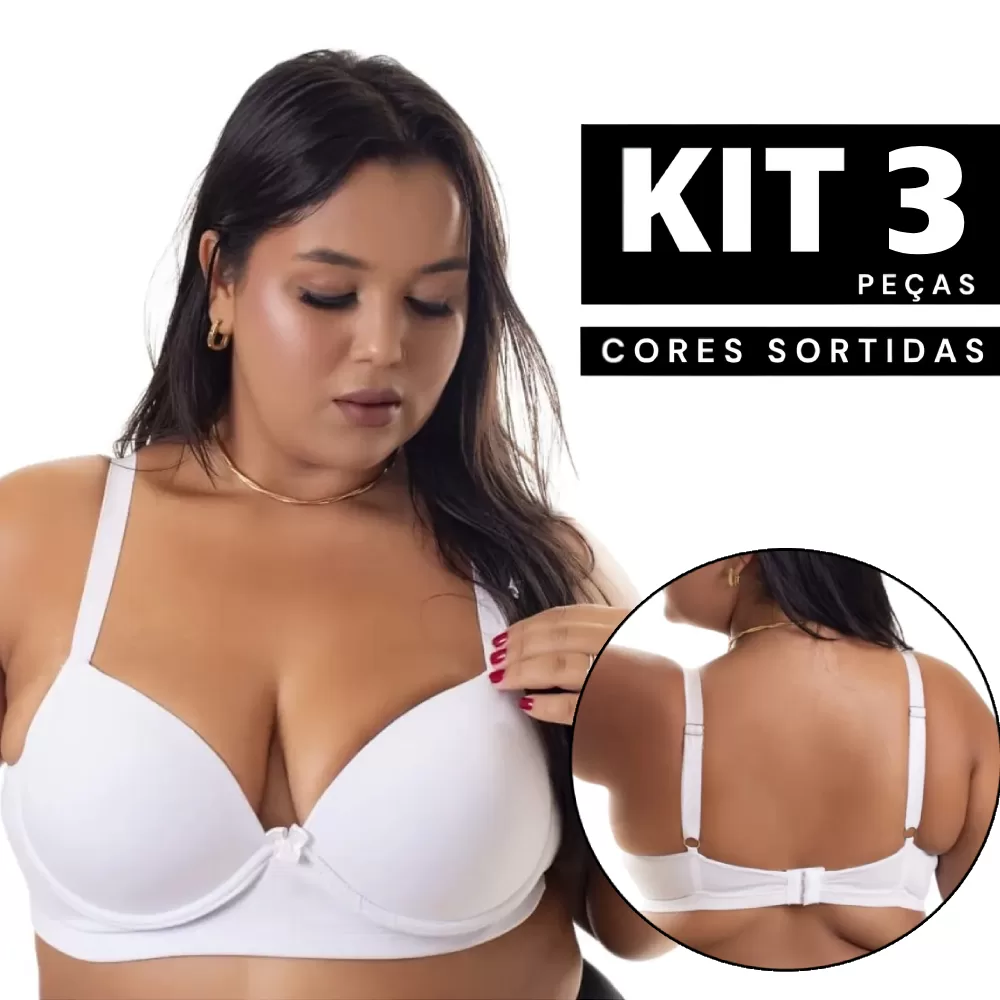 Kit 1 à 3 Sutiã Plus Size com Bojo e Aro Alça Reforçada Confortável 48 ao 54
