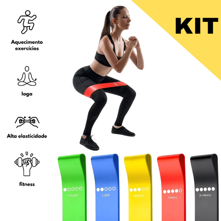 Kit 5 Faixas Elásticas Para Exercícios Multifunc