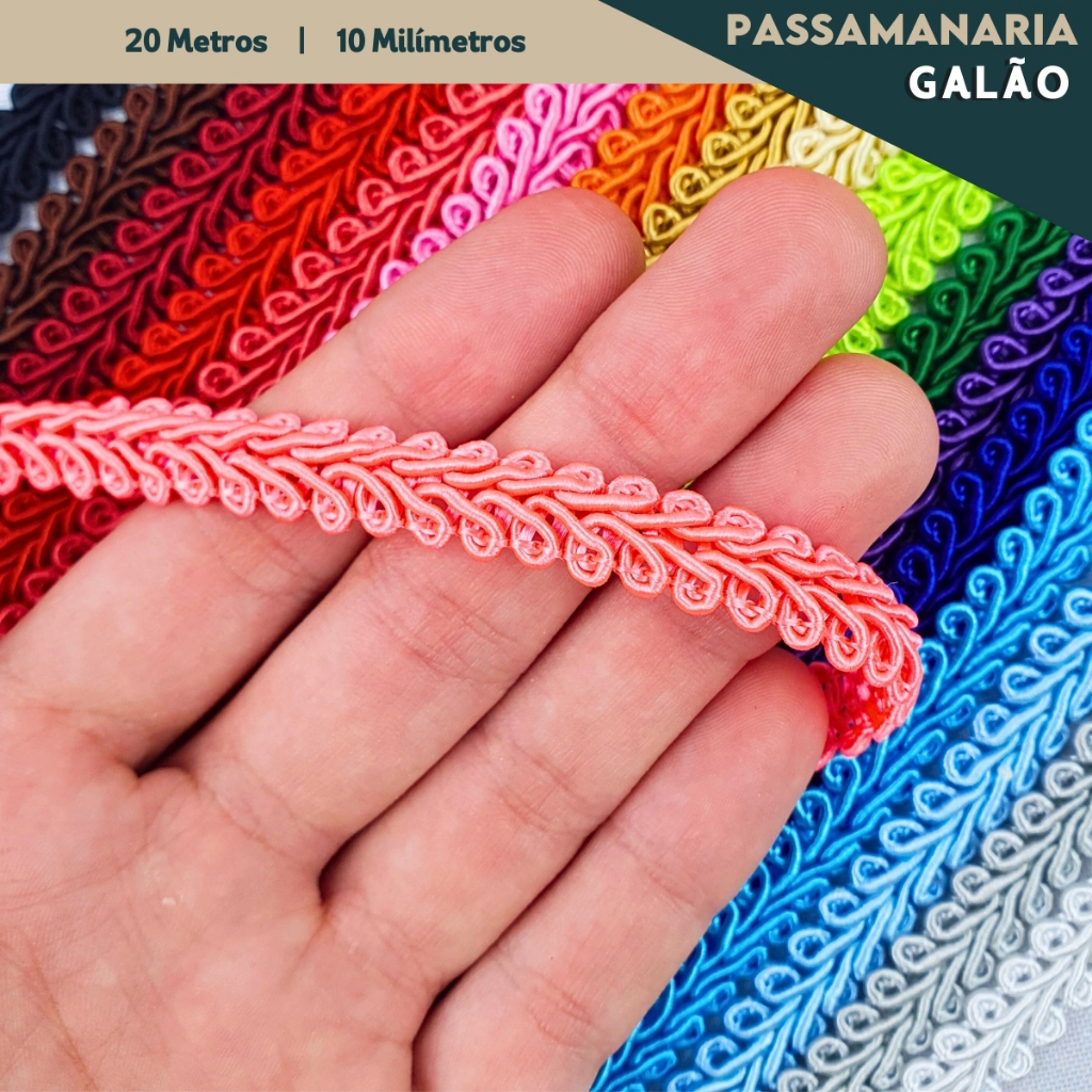 Passamanaria – Fita Galão 10mm – Rolo Com 20 Metros Várias Cores – 91- AV