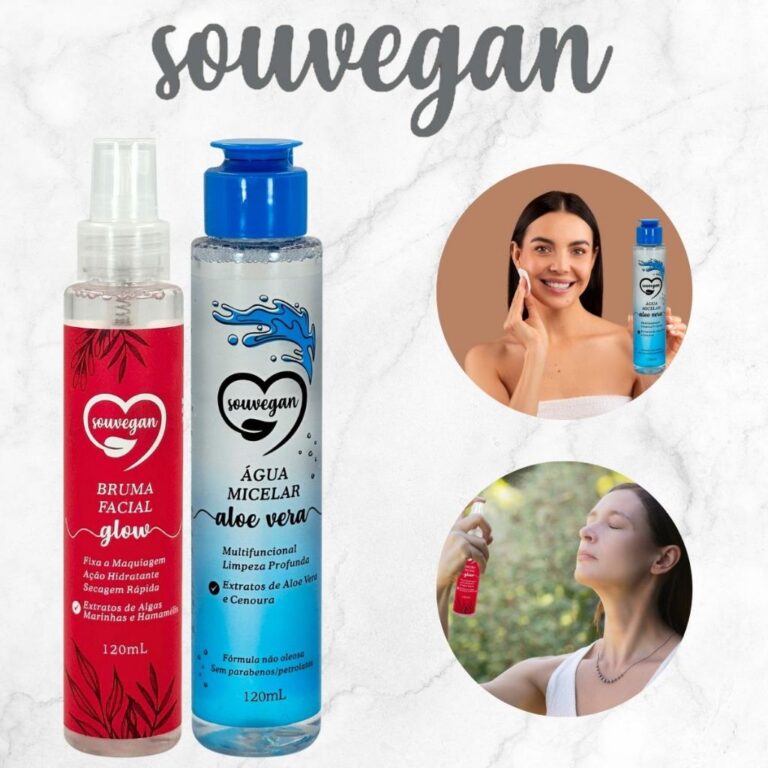 Kit 2 Souvegan Bruma Facial Glow e Água Micelar A