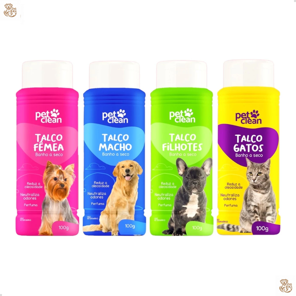 Talco para Cachorro e Gato Banho a Seco Pet Clean – 100 g