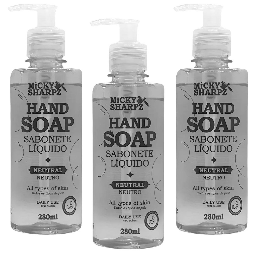 Kit 3 Sabonete Tattoo Hand Soap – Micky Sharpz – 280ml – durante e pós tatuagem