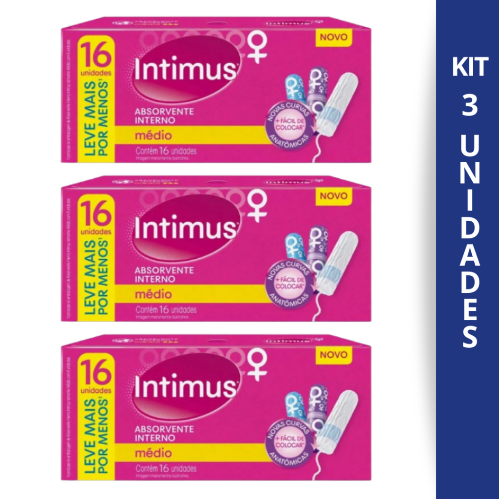 Kit 3 Absorvente Interno Intimus Médio Com 16Un