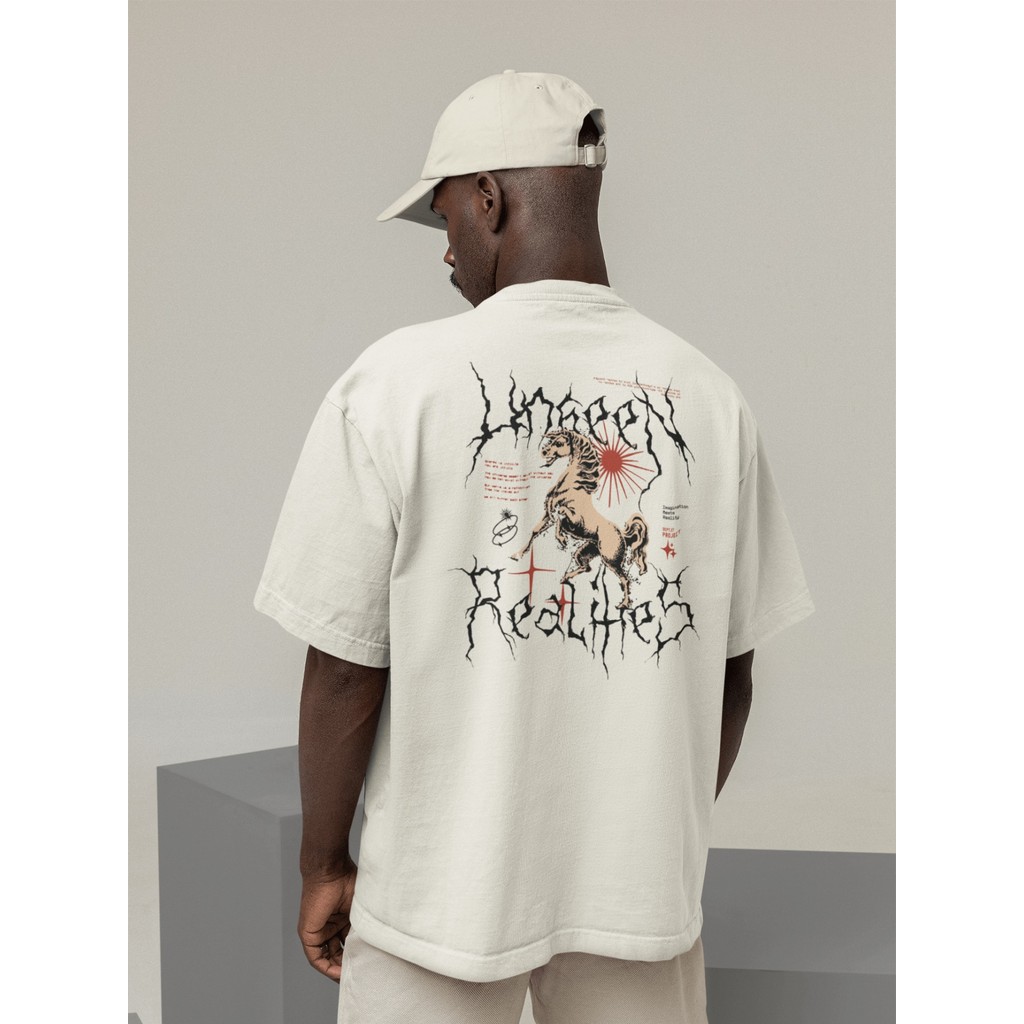 Camisa Camiseta Oversize Streetwear Masculino e Feminino para Treino e Dia a Dia Preto e Off Whte Es
