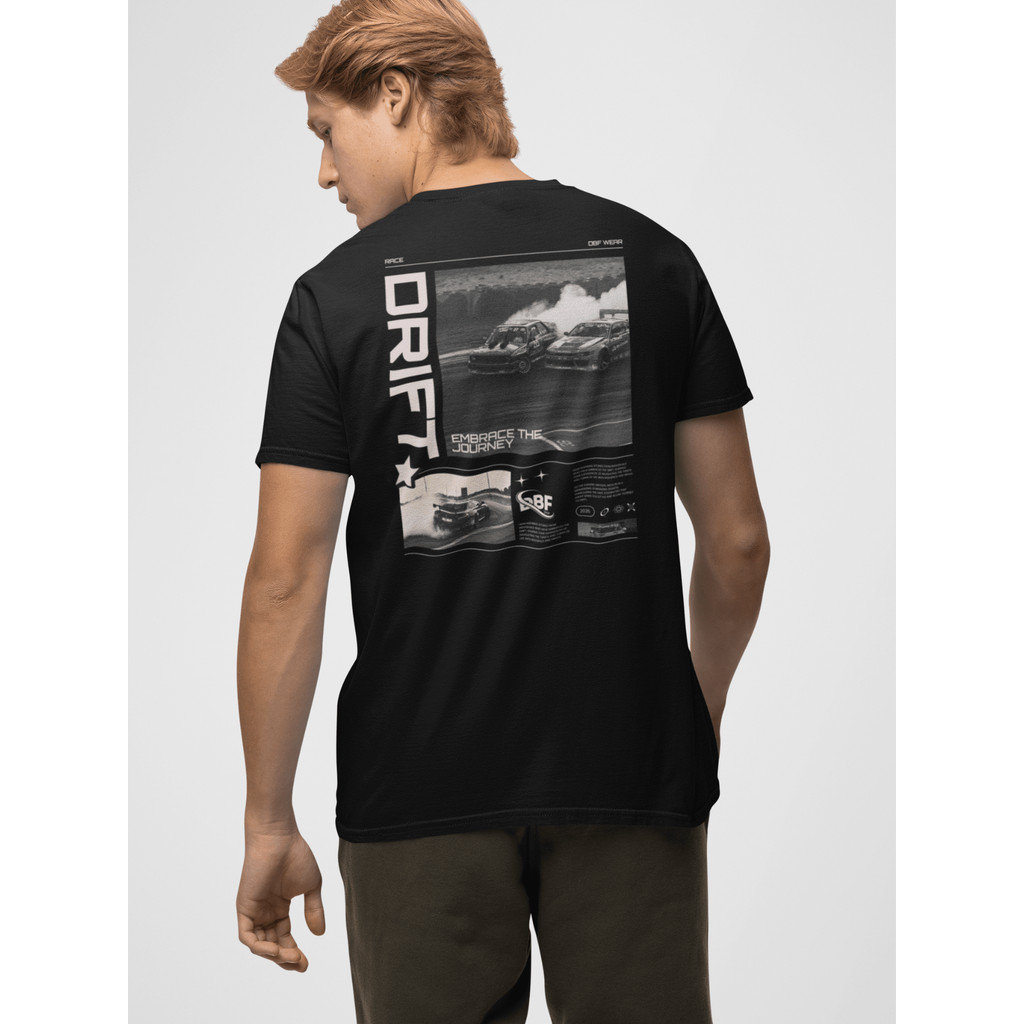 Camiseta Masculina 100% Algodão Gola Careca Blusa Streetwear Estilo de Rua Com Estampa Grande Drift