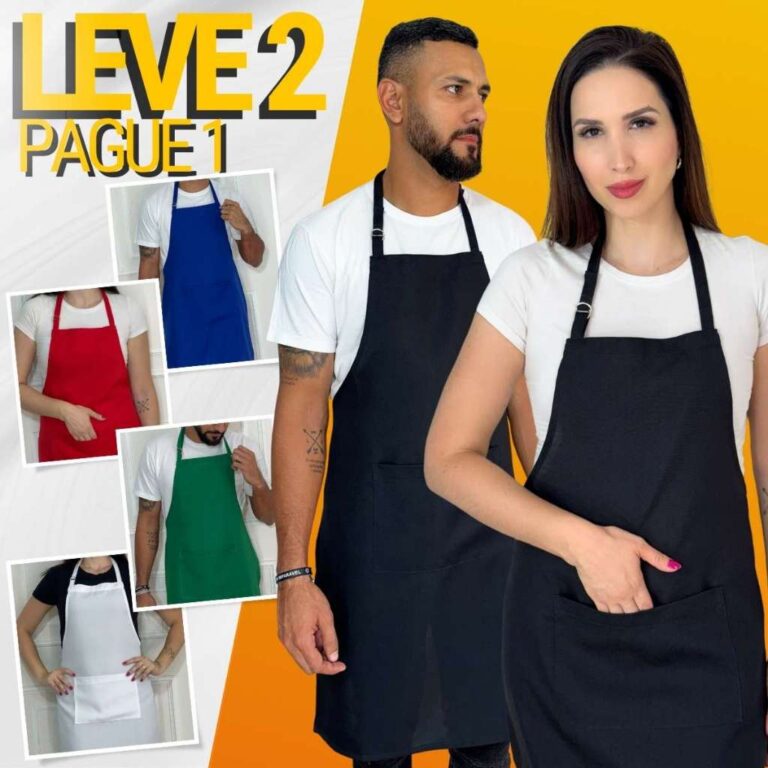 Kit 2 Avental Com Bolso Ajustável Corpo Inteiro O