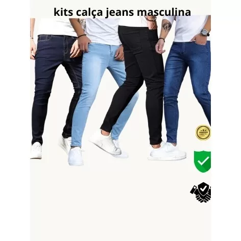 Kit 4 calças jeans masculina linha premium para t