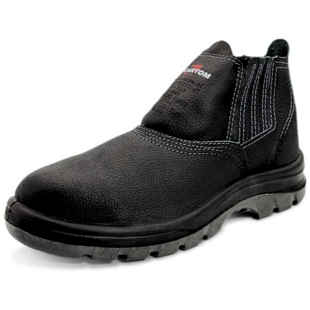 Botina De Segurança Biqueira de PVC Bidensidade Cartom Flex EPI CA15081 Couro026PVC-Preto