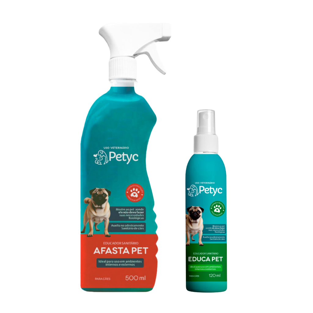 Super Kit Afasta 500 mL e Educa 120 mL Pet PETYC Eficaz Cães e Gatos Produto Petshop Melhor Preço Pr
