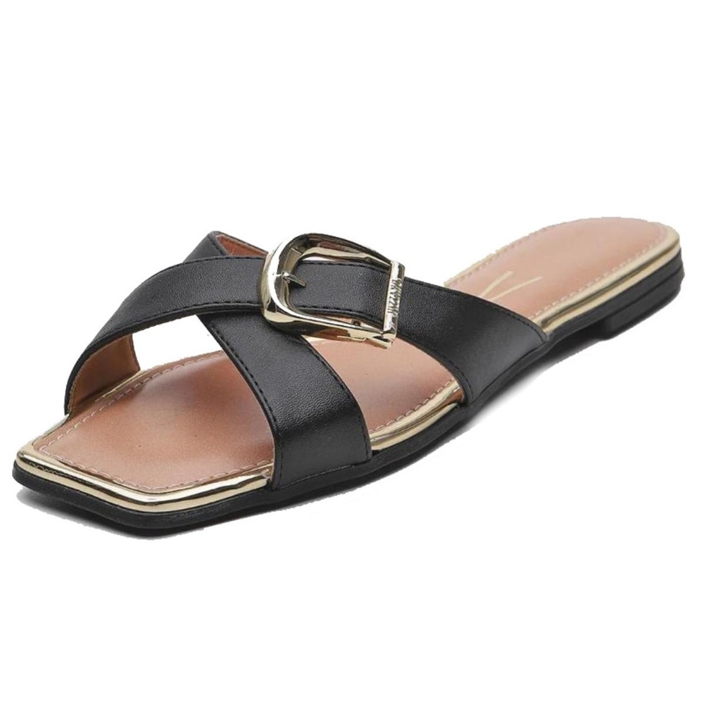 Rasteira Vizzano Tira Cruzada Fivela Feminina – Preto