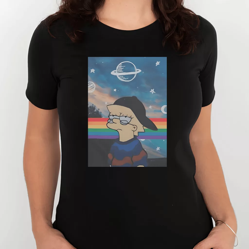 Camiseta Feminina – Lisa Simpson Swag Alternative Arco Iris Desenho Estilo Style