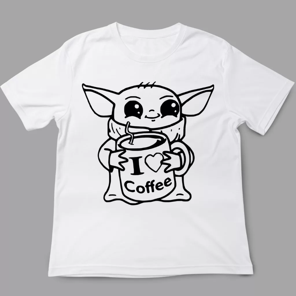 Camiseta Yoda Baby – Ilove Coffe Café – Branca
