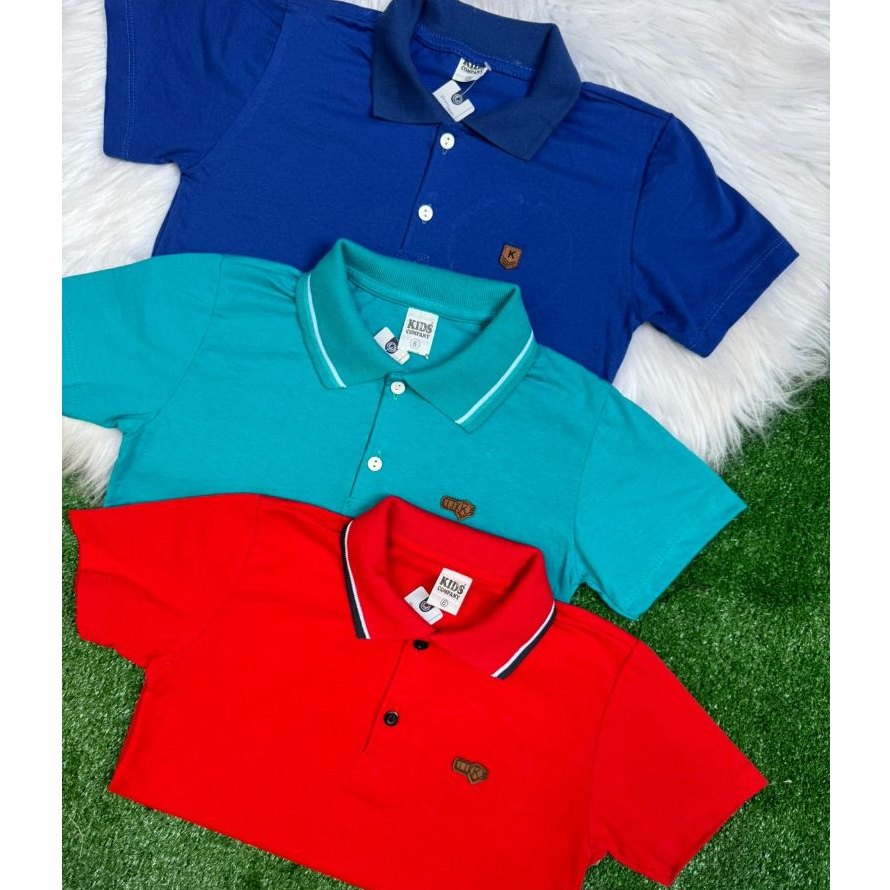 Kit 3 Peças Camiseta Polo De Menino Masculina Camisa 100% Algodão Tamanho 1 ao 14 anos Infantil Juve