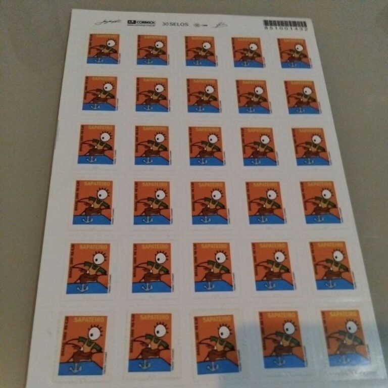 cartela com 30 selos sapateiro para cartas