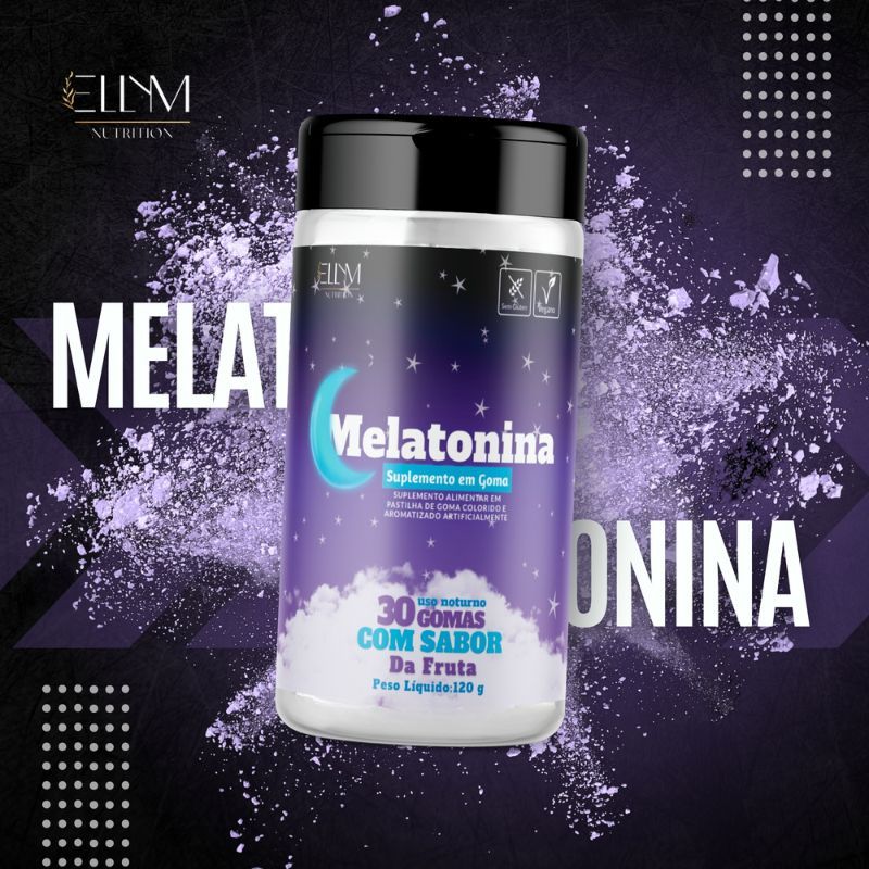 Melatonina em Gomas Sabor Maracujá 120g 0,21mg Suplemento Concentrado Descanso Sono Ellym Nutrition