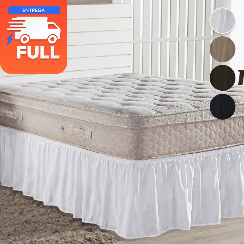 Saia Para Colchão Box Cama Casal Padrão Queen King Size Microfibra Com Elástico