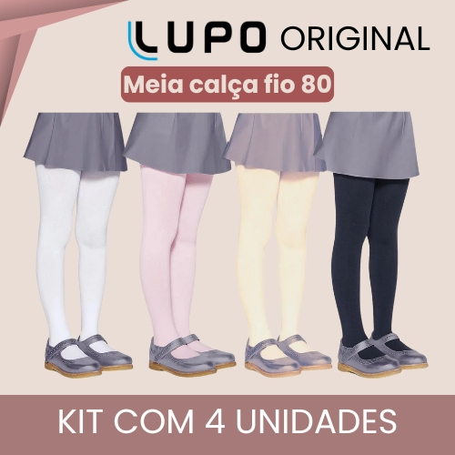 Kit 4 Meia Calça Fio 80 Infantil Quentinha Lupo O
