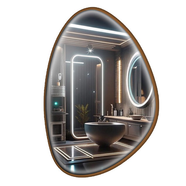 Espelho Orgânico  40x30Cm Com Couro Preto ou Cara