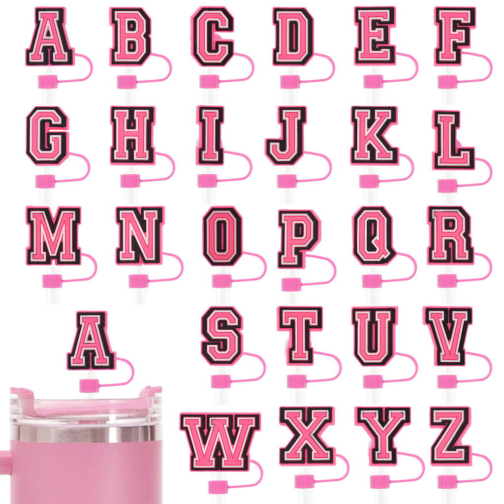 Tampa protetora de silicone rosa com letras em inglês para stanley canudos 10mm decorativos tampa an