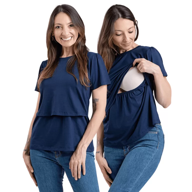 Kit 2 Blusa Amamentação Soltinha Manga Curta Pre